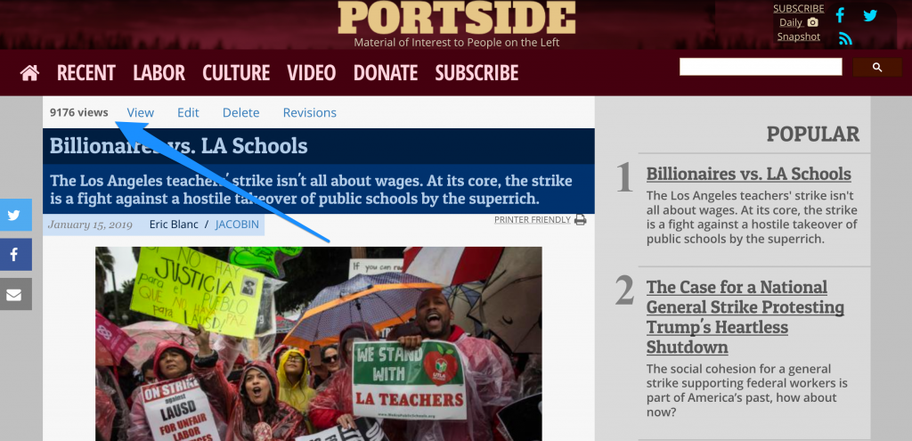 Portside homepage screen